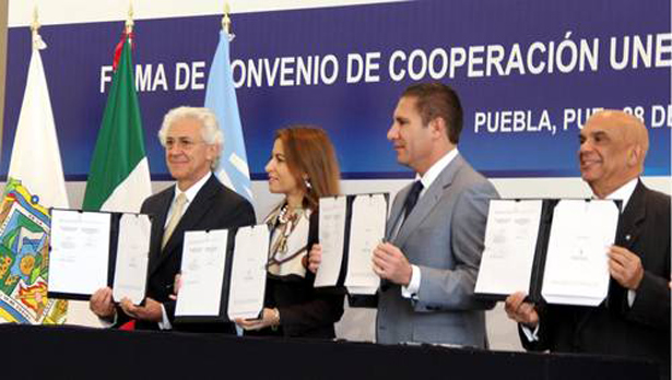 El Estado de Puebla y la UNESCO promoverán iniciativas en el marco de las áreas de Memoria del Mundo, Cultura y Desarrollo, Ciudades Creativas y Patrimonio Mundial