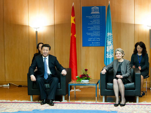 El presidente de la República Popular China, Xi Jinping, se ha convertido en el primer jefe de Estado chino en visitar la UNESCO