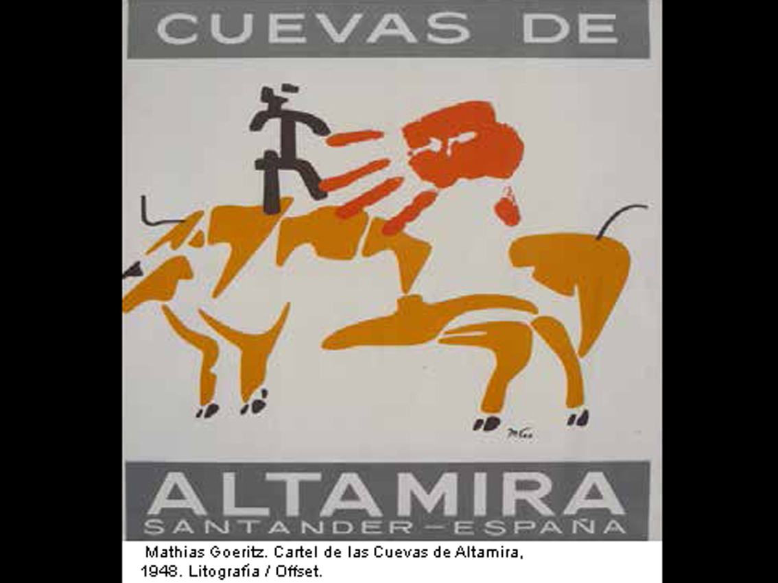 cartel sobre las cuevas de Altamira, de Mathias Goeritz.