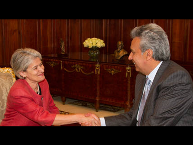 La Directora General de la UNESCO, Irina Bokova, se reunió con el Presidente de la República del Ecuador, Lenin Moreno Garcés en la ciudad de Quito