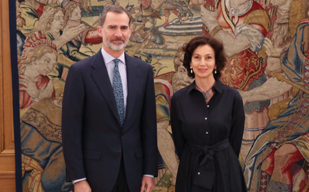 El Rey recibió en audiencia a la directora general de la UNESCO, Audrey Azoulay que visitó oficialmente España