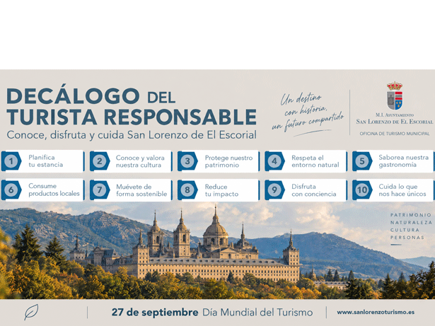 San Lorenzo de El Escorial presenta su Decálogo del Turista Responsable parapromover una forma de viajar respetuosa con el destino